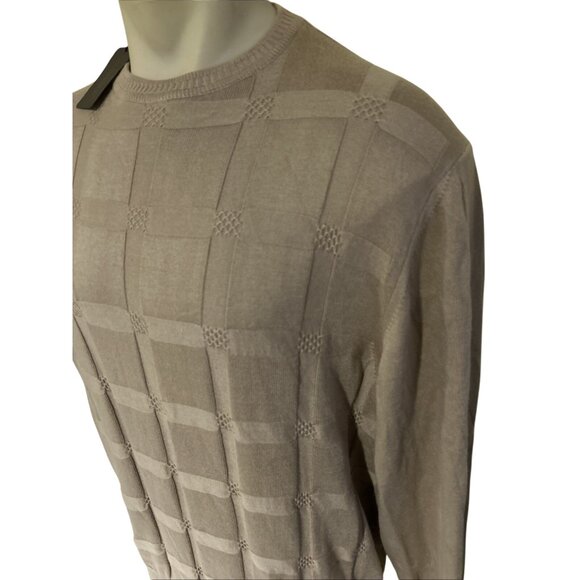 New Mens Cotton Viscose Pullover Crew Neck Puntodue Sweater Large Tan New Italy - Picture 2 of 5
